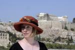 Author photo of A. E. Stallings taken in front of the Parthenon